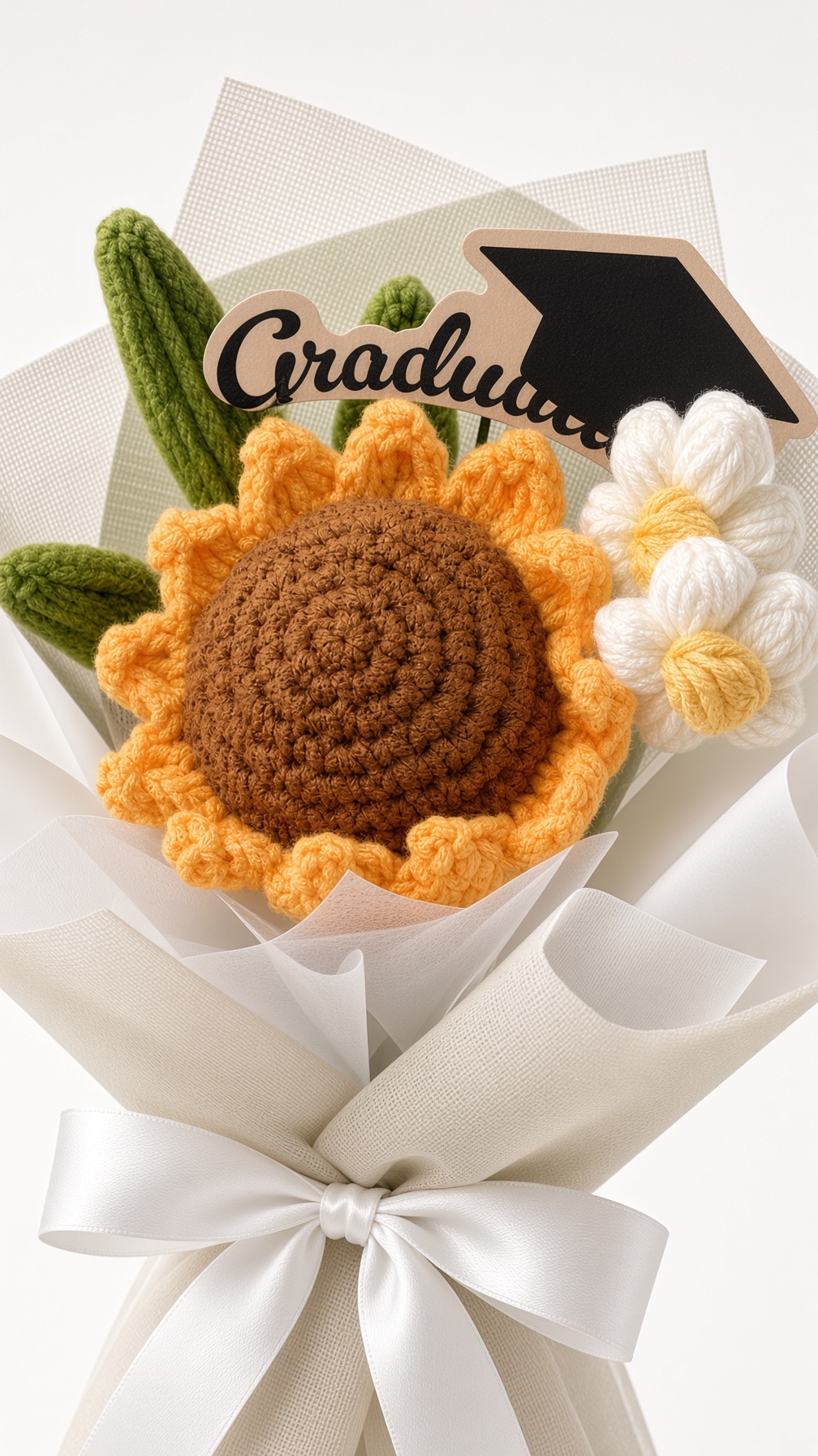 Crochet Sunflower Graduation Bouquet | Handmade Flower - Image 2