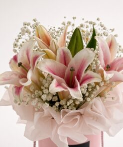 Pink Oriental Lily Fresh Flower Box | Floral Gift - Image 2