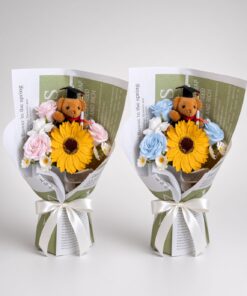 Graduation Teddy Sunflower Soap Flower Bouquet