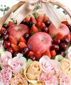 Berry & Rose Fresh Fruit Basket | Strawberries, Cherries & Roses - Image 2