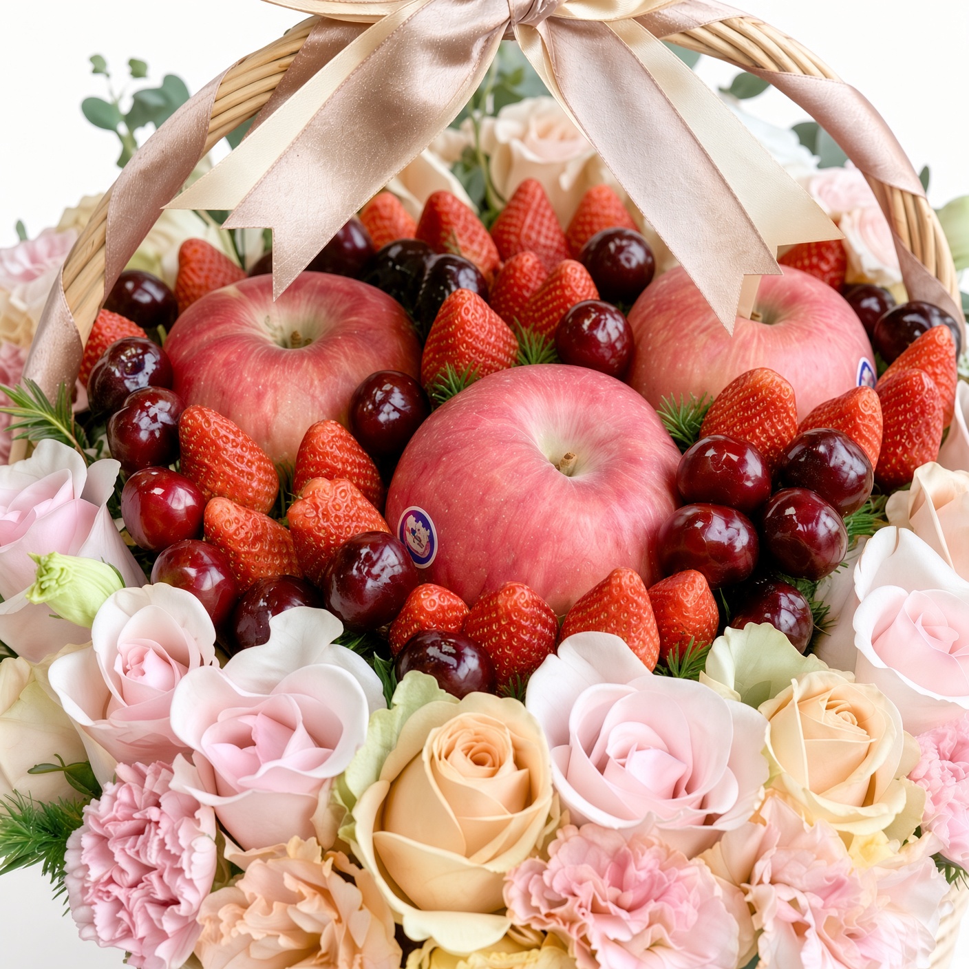 Berry & Rose Fresh Fruit Basket | Strawberries, Cherries & Roses - Image 2