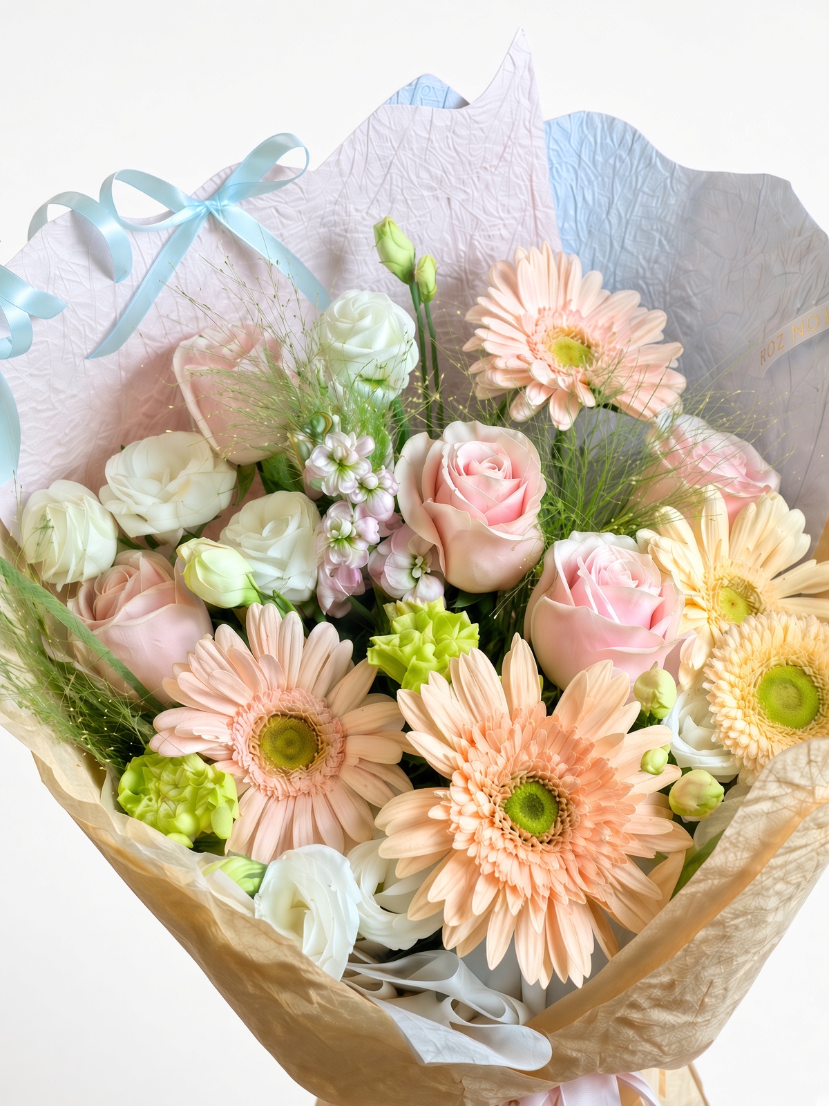 Fresh Pastel Mixed Bouquet | Rose & Gerbera Flower - Image 2