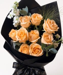 9 Stalks Champagne Rose Bouquet - Image 2
