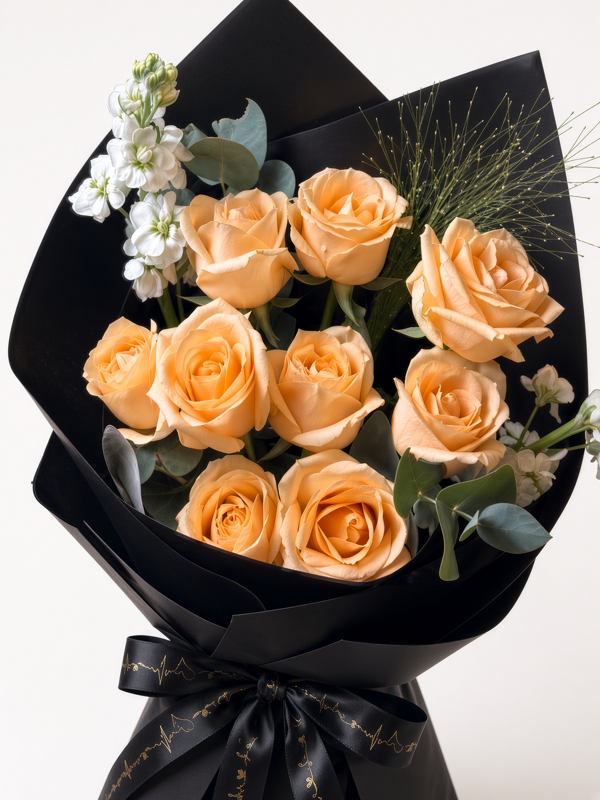 9 Stalks Champagne Rose Bouquet - Image 2
