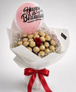 Ferrero Chocolate Bouquet with Rose & Balloon