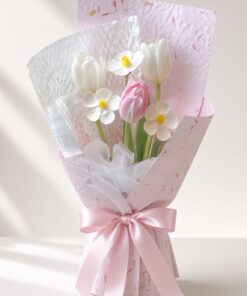 Fresh Pink & White Tulip Bouquet | 3 stalks Tulip Bouquet