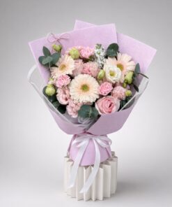 Fresh Pastel Mixed Bouquet | Pink Roses, Gerberas & Eustomas