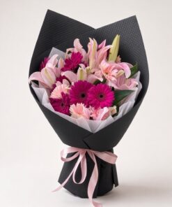 Fresh Pink Lily & Hot Pink Gerbera Bouquet