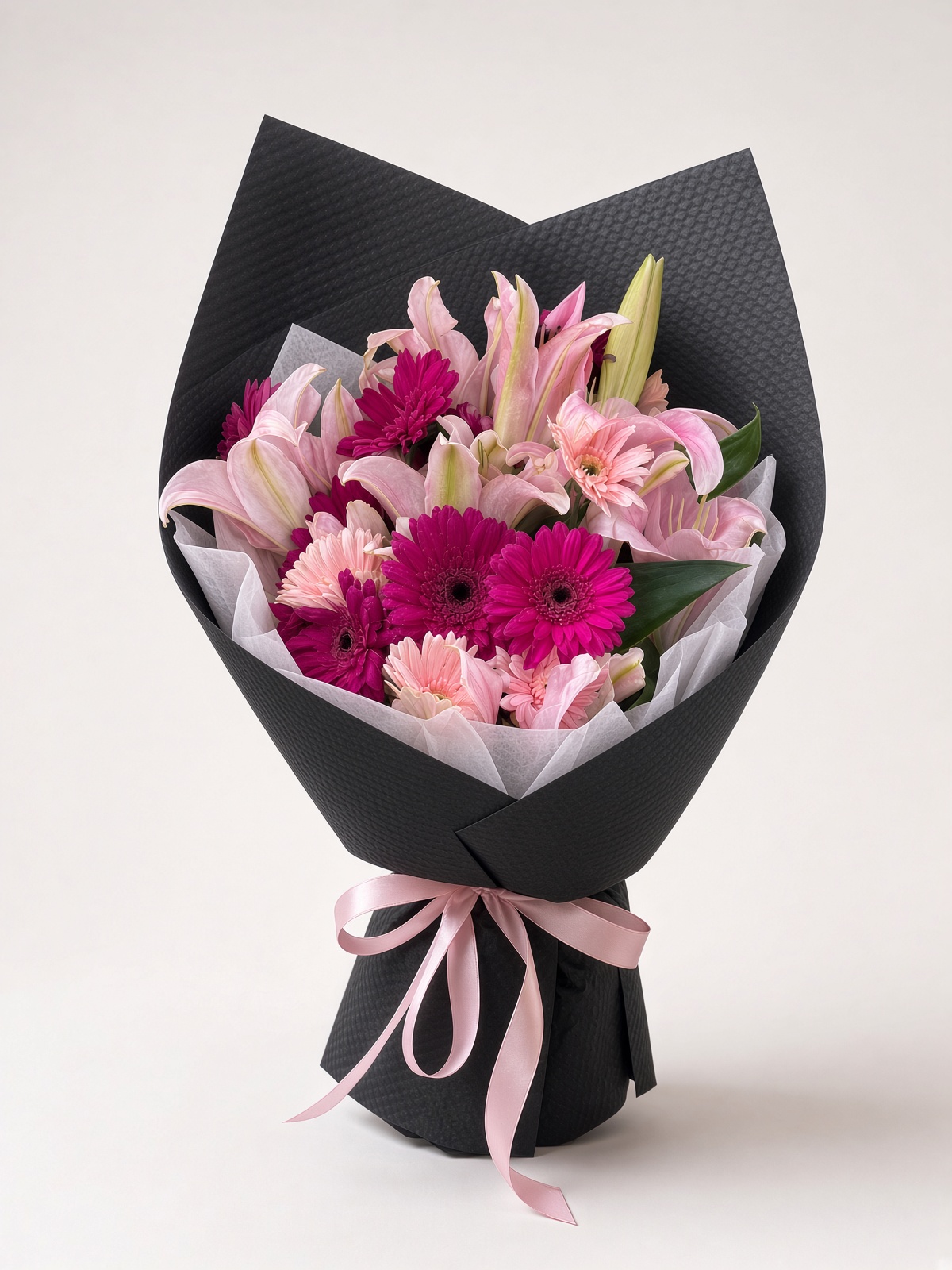 Fresh Pink Lily & Hot Pink Gerbera Bouquet