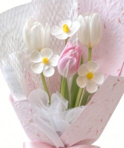 Fresh Pink & White Tulip Bouquet | 3 stalks Tulip Bouquet - Image 2