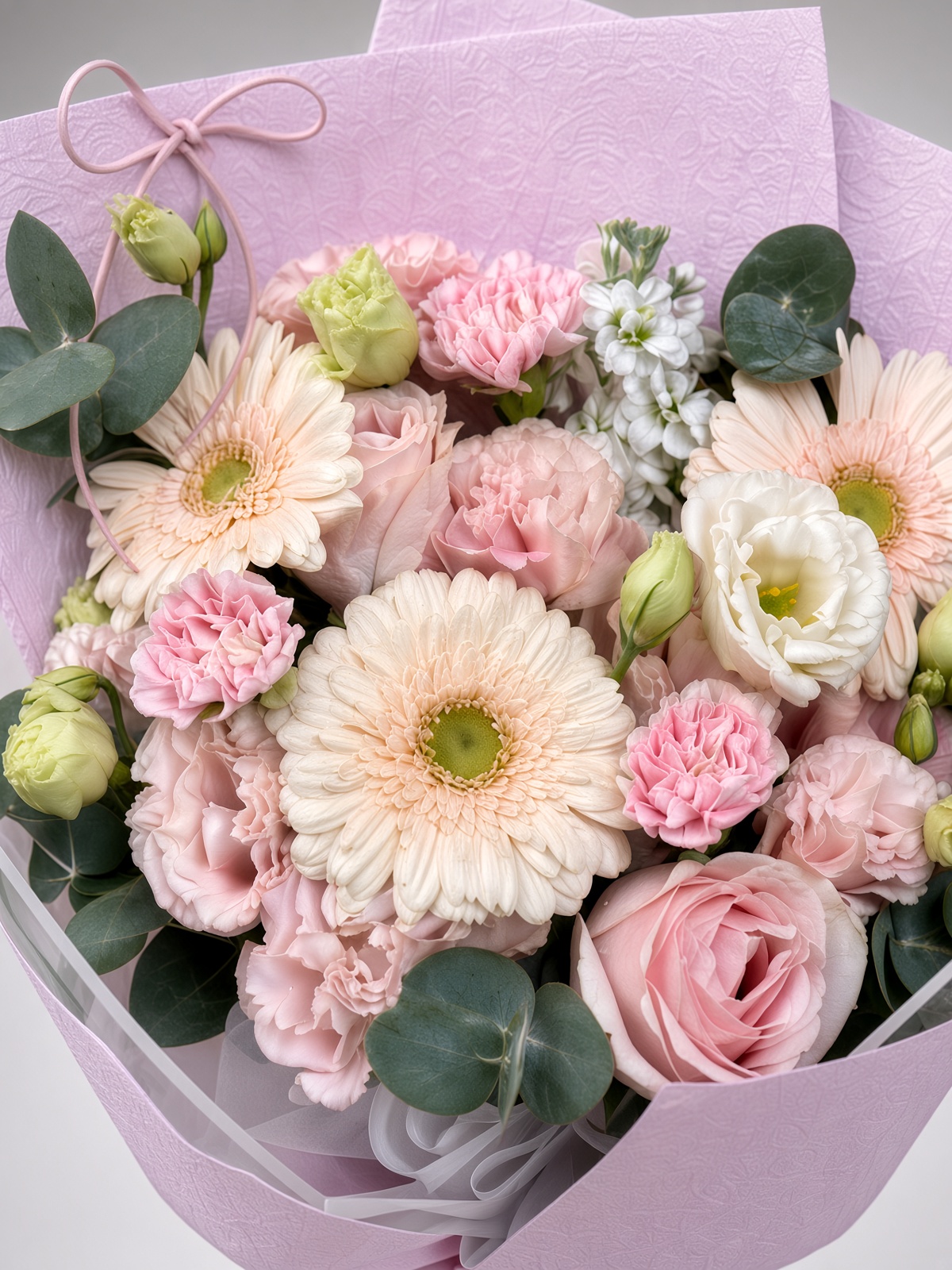 Fresh Pastel Mixed Bouquet | Pink Roses, Gerberas & Eustomas - Image 2