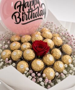 Ferrero Chocolate Bouquet with Rose & Balloon - Image 2