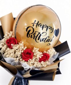 Happy Birthday Soap Rose Hot Air Balloon Bouquet - Image 2