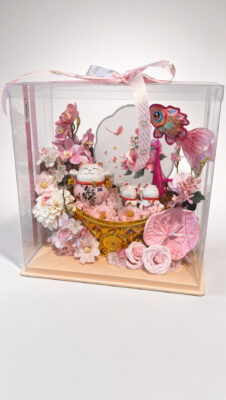 Lucky Cat Flower Gift Box | Soap & Artificial Pink Flower Display | Prosperity Opening Box