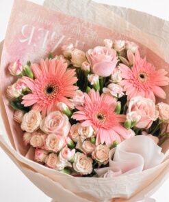 Fresh Pastel Mixed Bouquet | Pink Roses, Gerberas & Spray Roses - Image 2