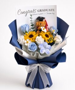 Graduation Chenille & Soap Flower Bouquet with Teddy | Congrats Graduate Gift - Image 3