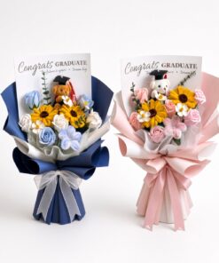 Graduation Chenille & Soap Flower Bouquet with Teddy | Congrats Graduate Gift